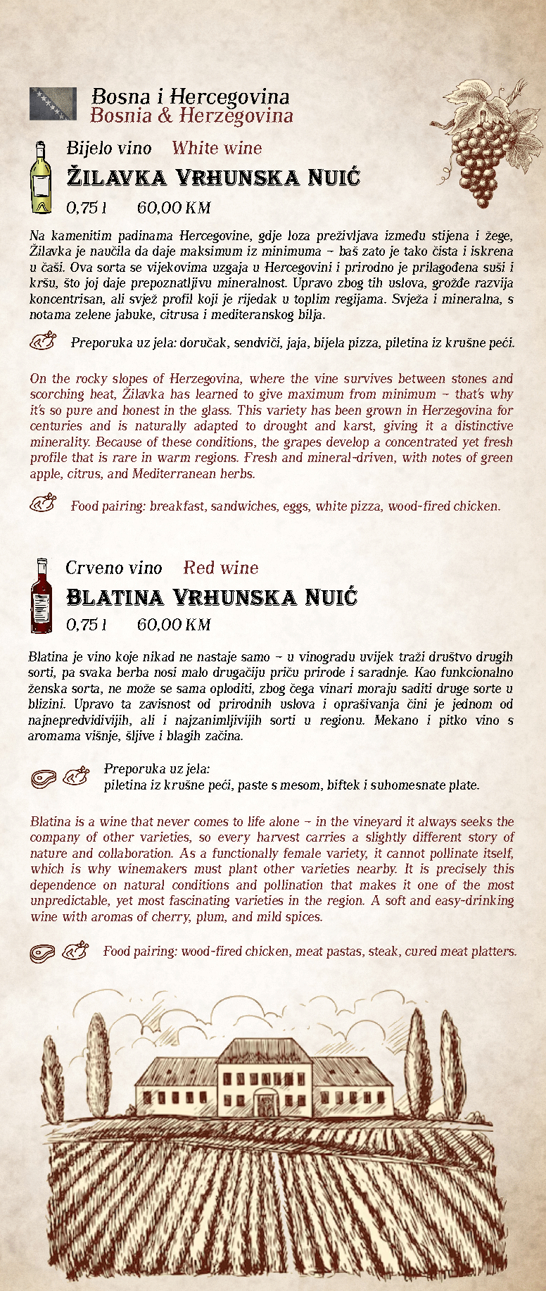 Tapas bar Wine List
