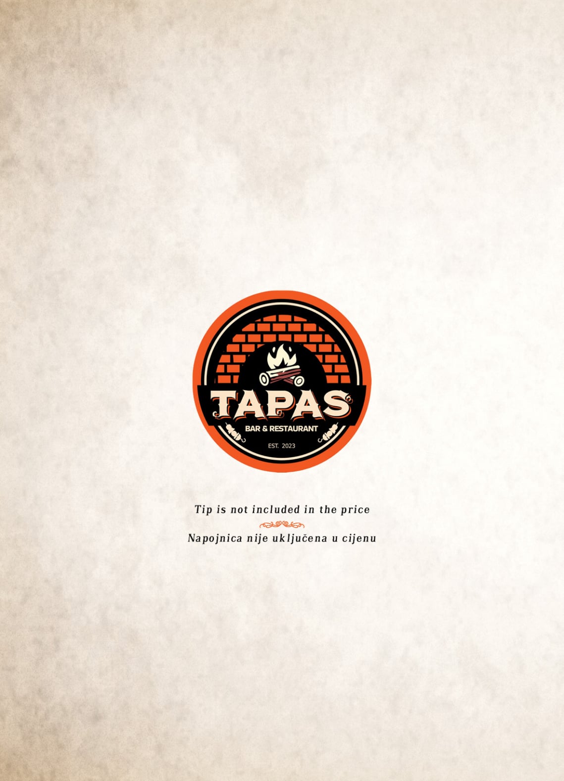 Tapas bar menu